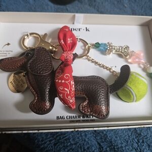 PIPER K viral Leather Keychain/bag/purse Charm Daschund/hotdog Style Gift